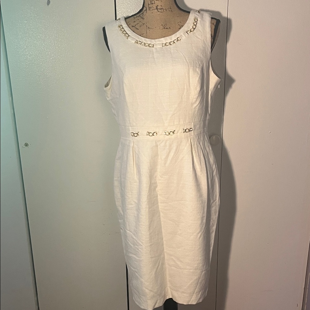 Liz Claiborne White Sleeveless Midi Dress